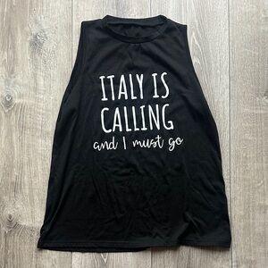 Black Graphic Tank Top "Italy Is Calling"